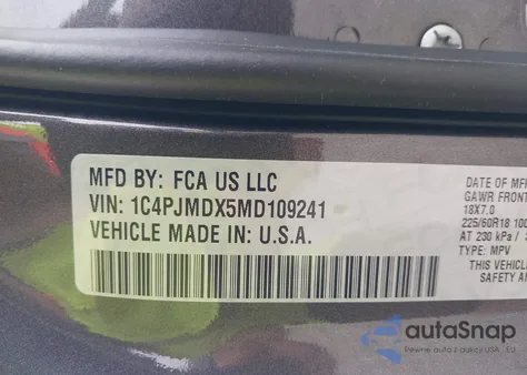 2021 Jeep Cherokee Limited 4X4 из США, поврежденный, VIN 1C4PJMDX5MD109241